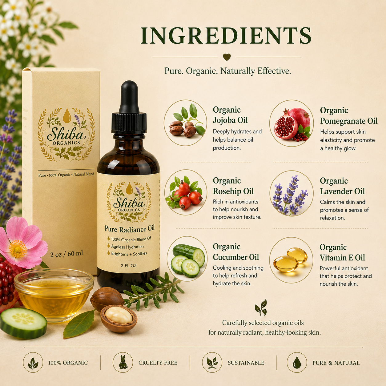 Pure Radiance - Lightweight Botanical Facial Oil for Hydration & Natural Glow