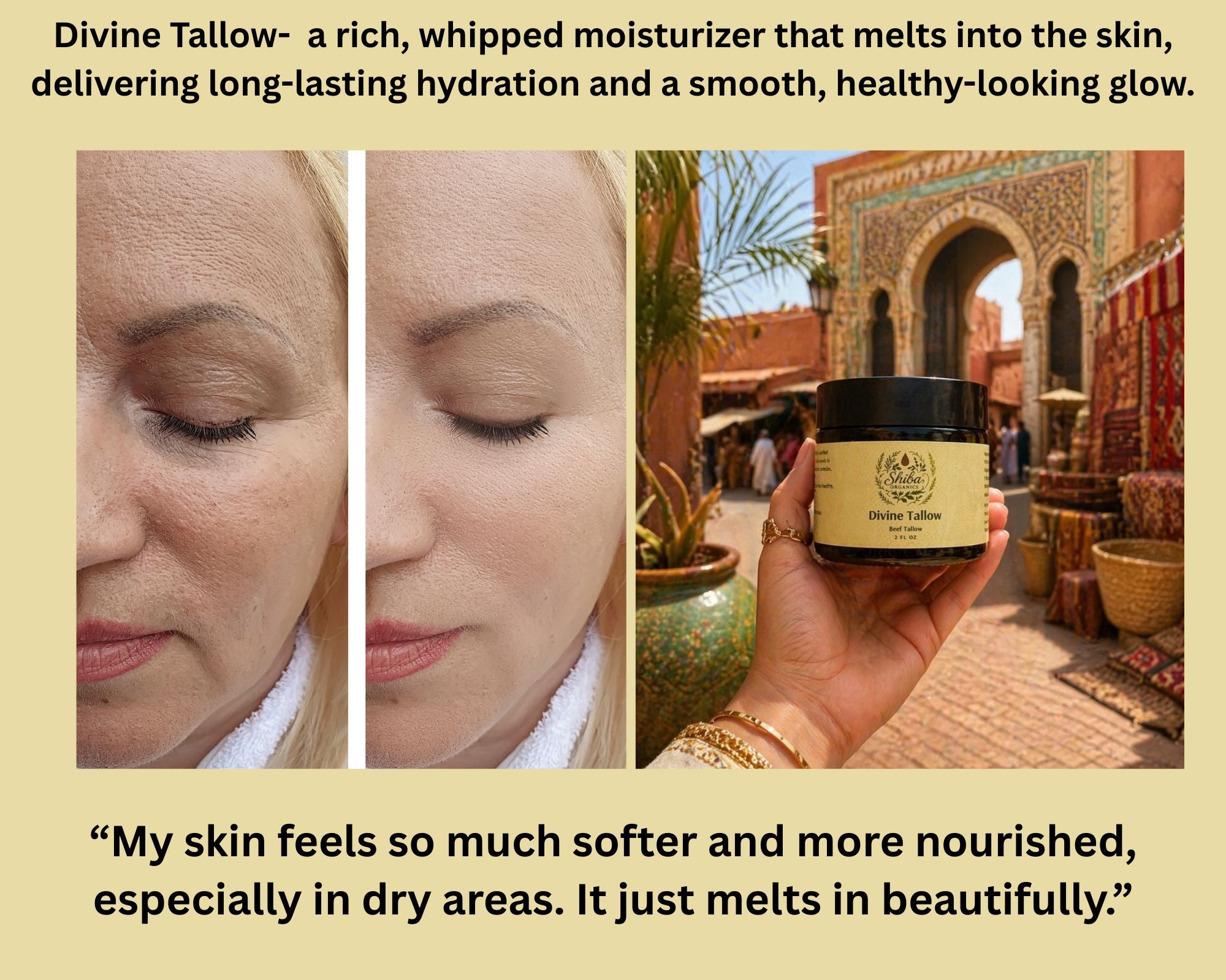 Divine Tallow -Whipped Beef Tallow Moisturizer for Deep Hydration & Skin Glow